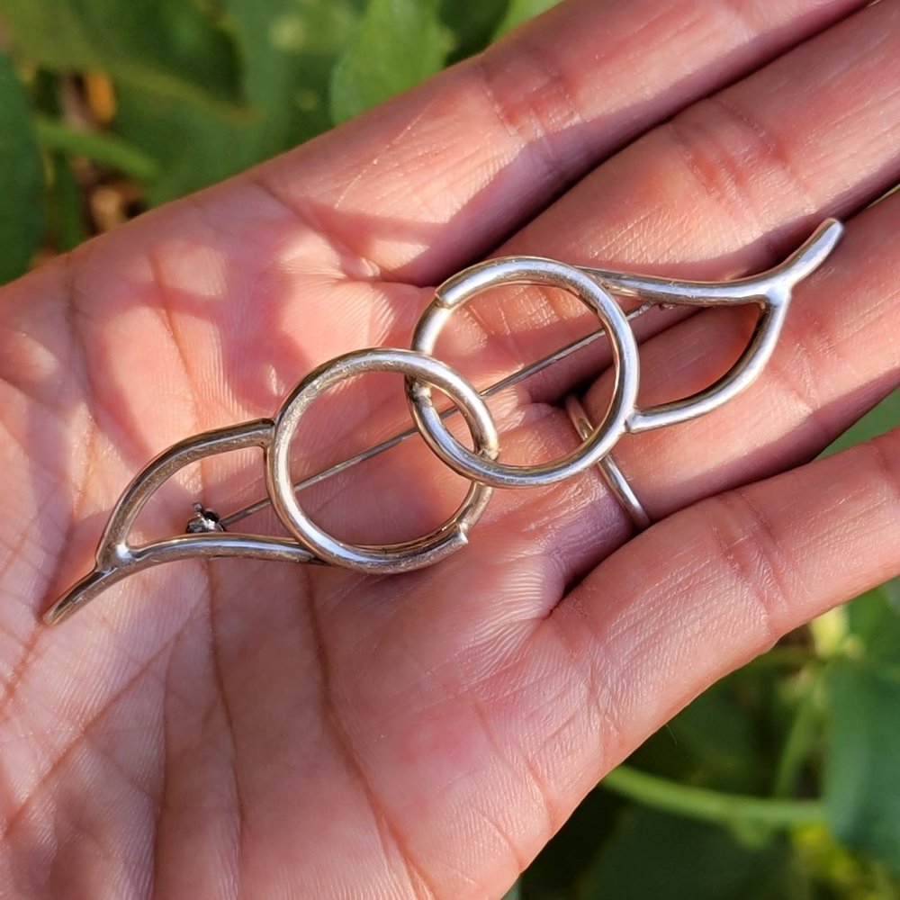 MCM Mid-century Modern organic shapes solid 925 sterling silver TAXCO brooch pin